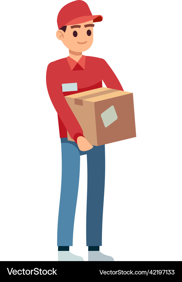 Man with cardboard box carrier or delivery Man with cardboard box carrier or delivery vector image