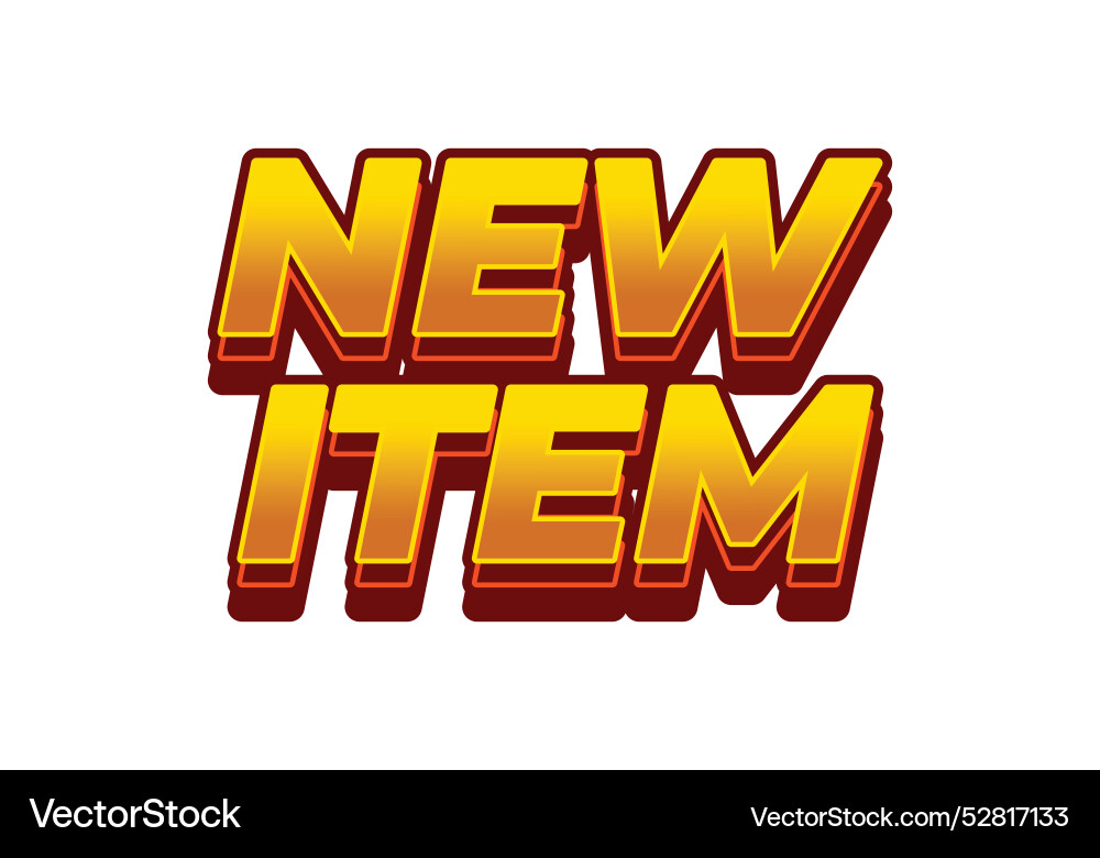 New item text effect in 3d style for print ad New item text effect in 3d style for print ad vector image