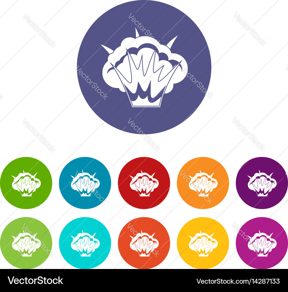 Projectile explosion icons set flat Vector Image