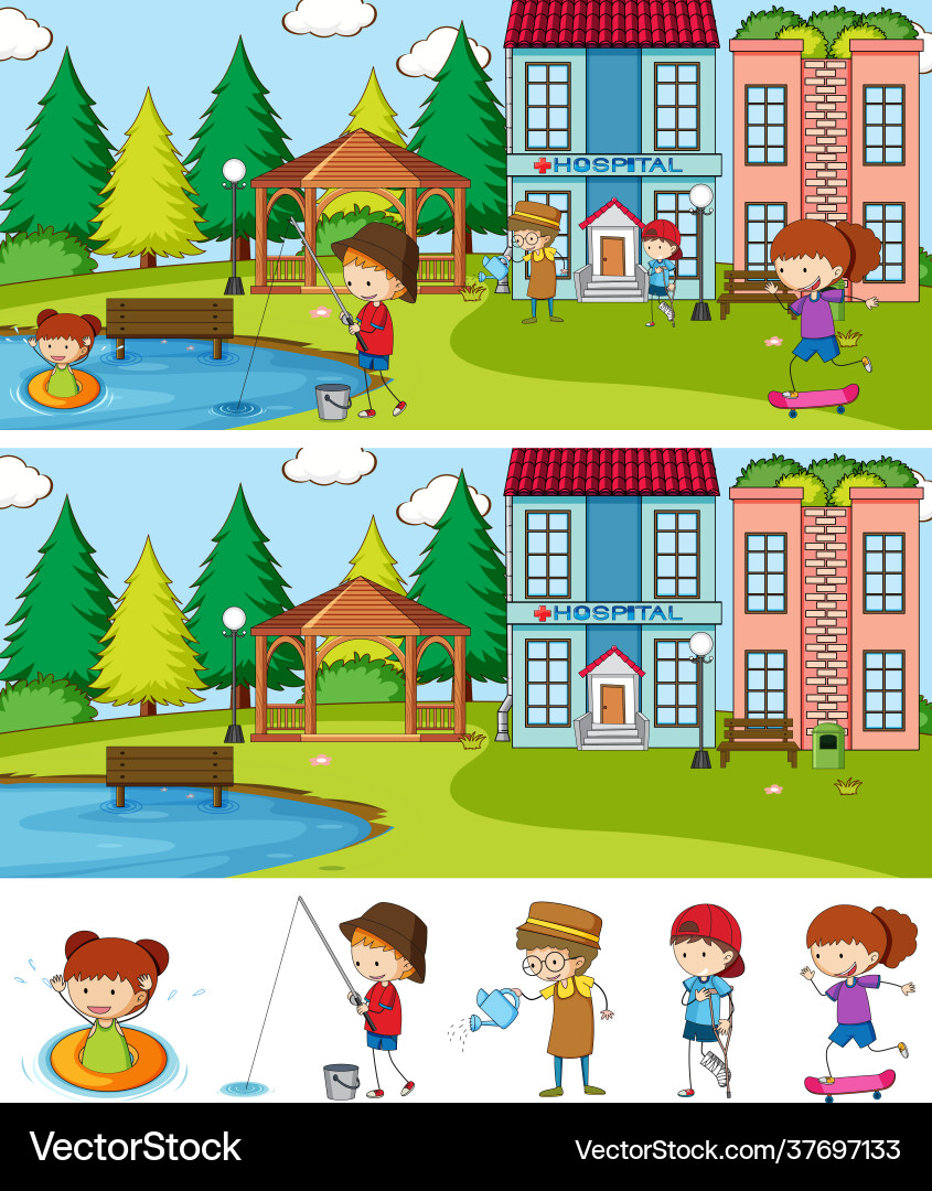 Set different horizontal scenes background Vector Image