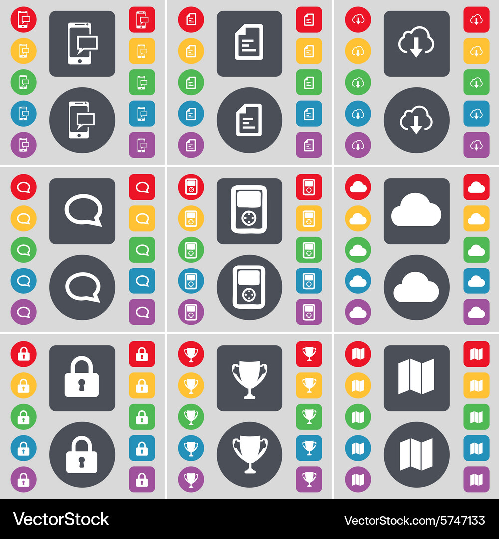 Sms text file cloud chat bubble player lock Vector Image