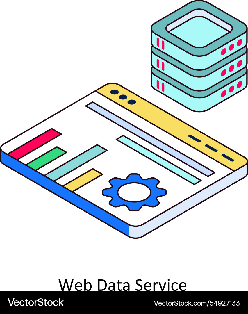 Web data service isometric vector image
