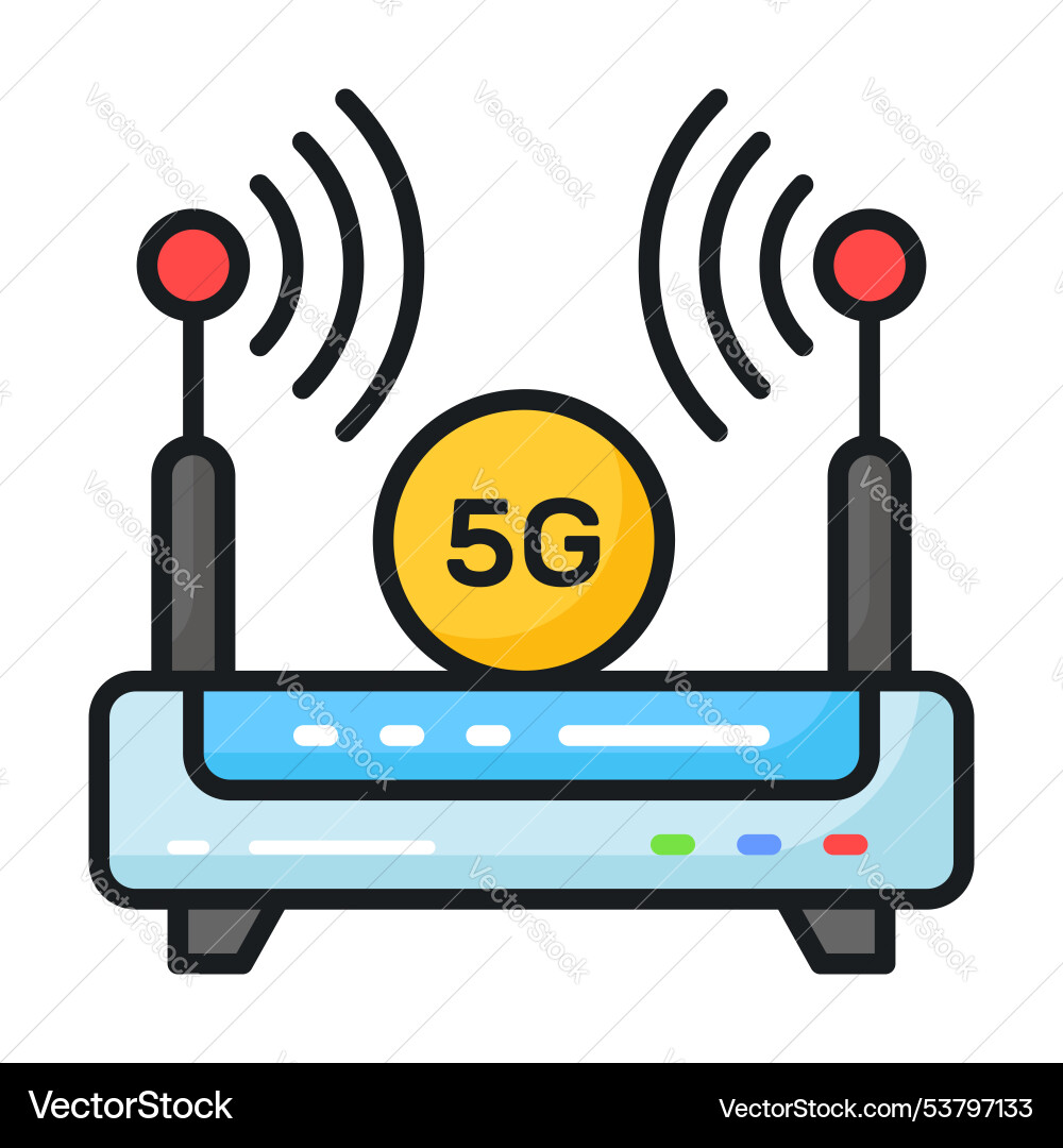 Wifi router with 5g internet signals denoting vector image
