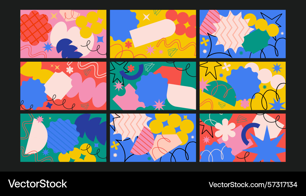 Abstract memphis-style shape background set Abstract memphis-style shape background set Vector Image