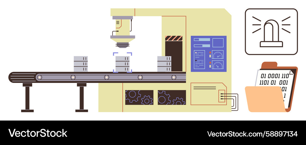 Automated Factory Conveyor System Vector Image