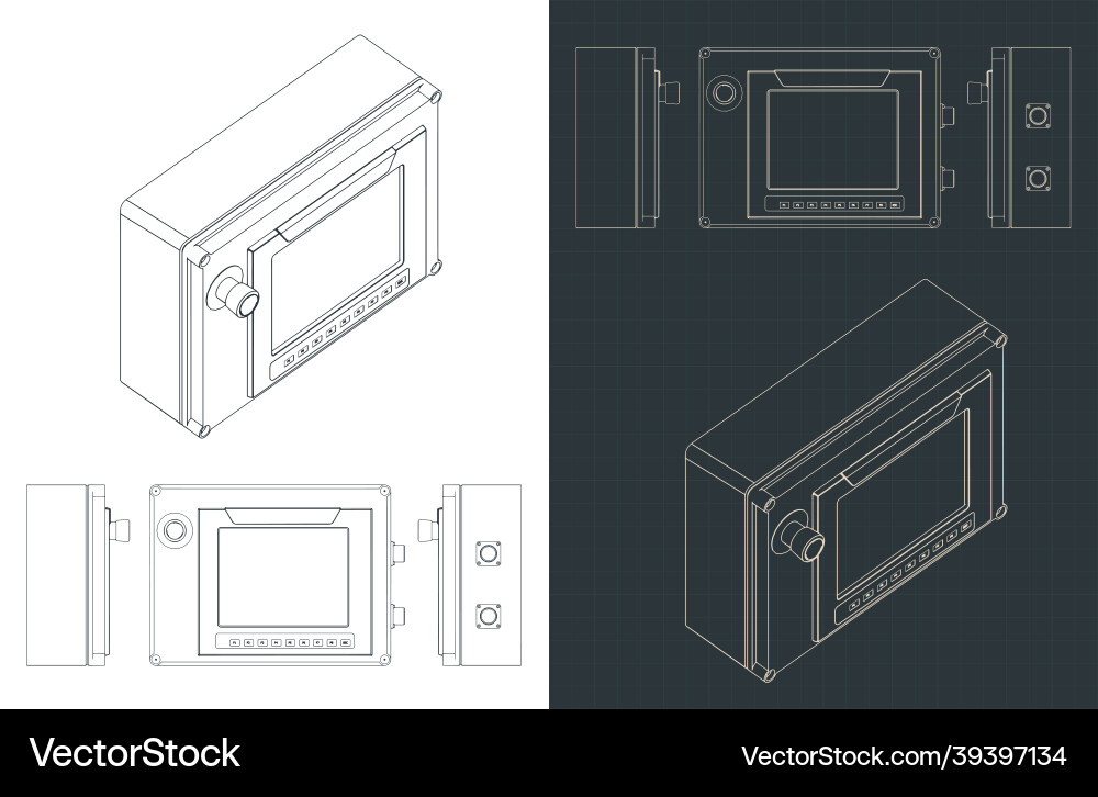 Blueprints of programmable logic controller vector image