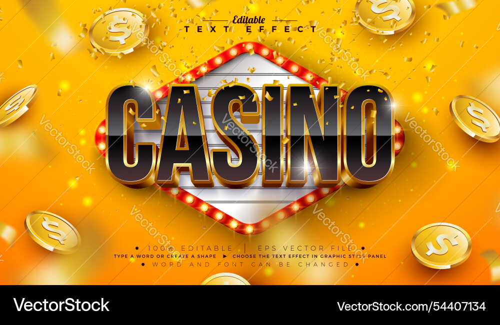 Casino 3d text effect design editable and scalable