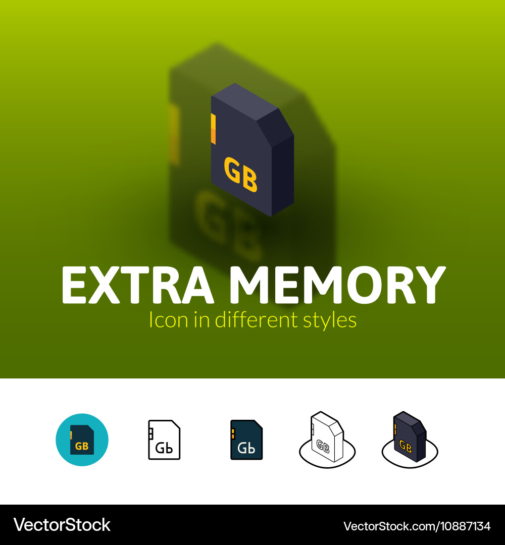 Extra memory icon in different style vector image