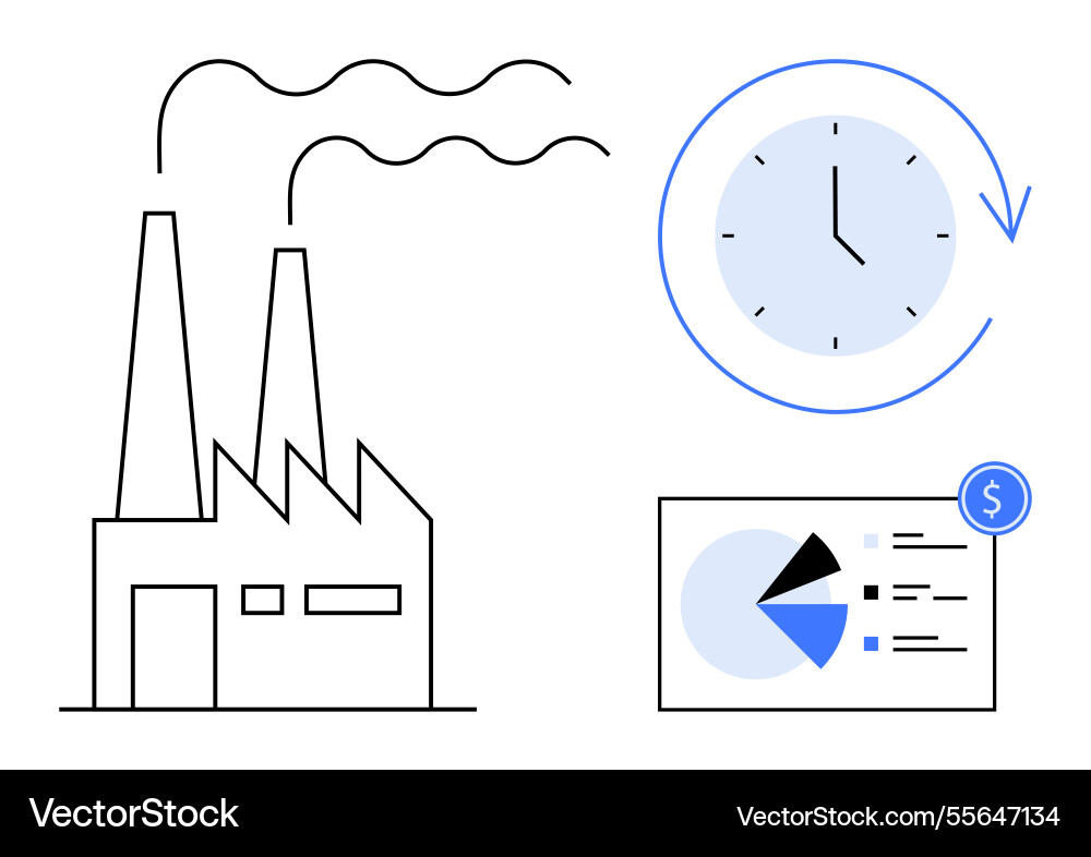 Factory operations with productivity analysis Factory operations with productivity analysis vector image