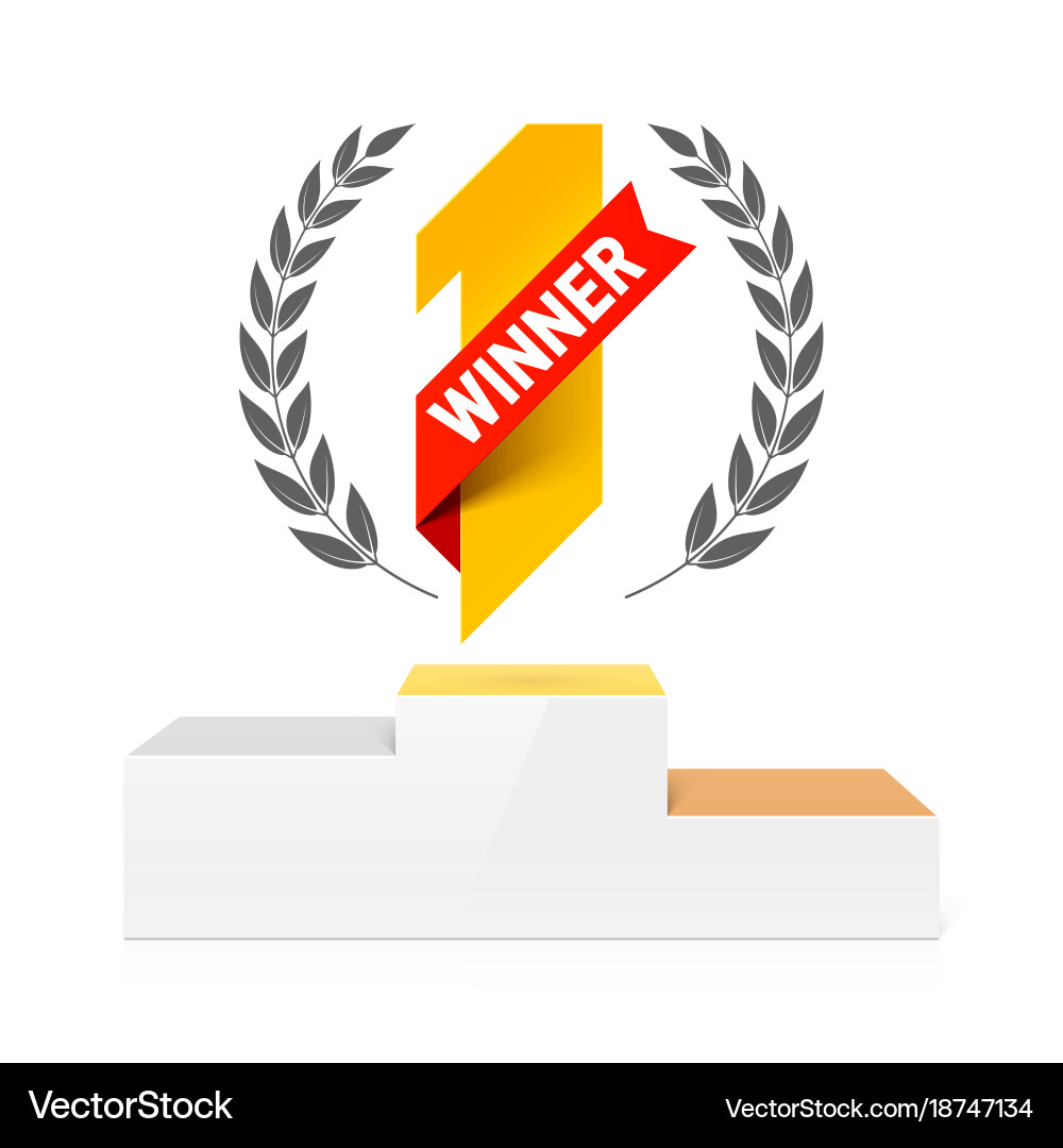 First winner winners podium with number one Vector Image