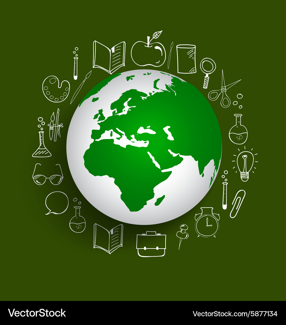 Modern globe with application icon template Vector Image