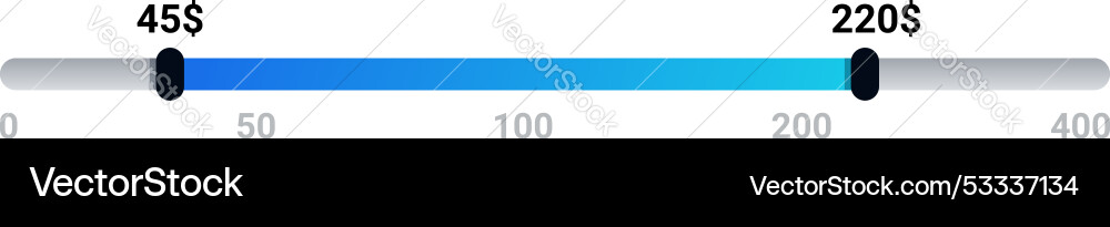 Price range slider showing value from minimum Price range slider showing value from minimum vector image