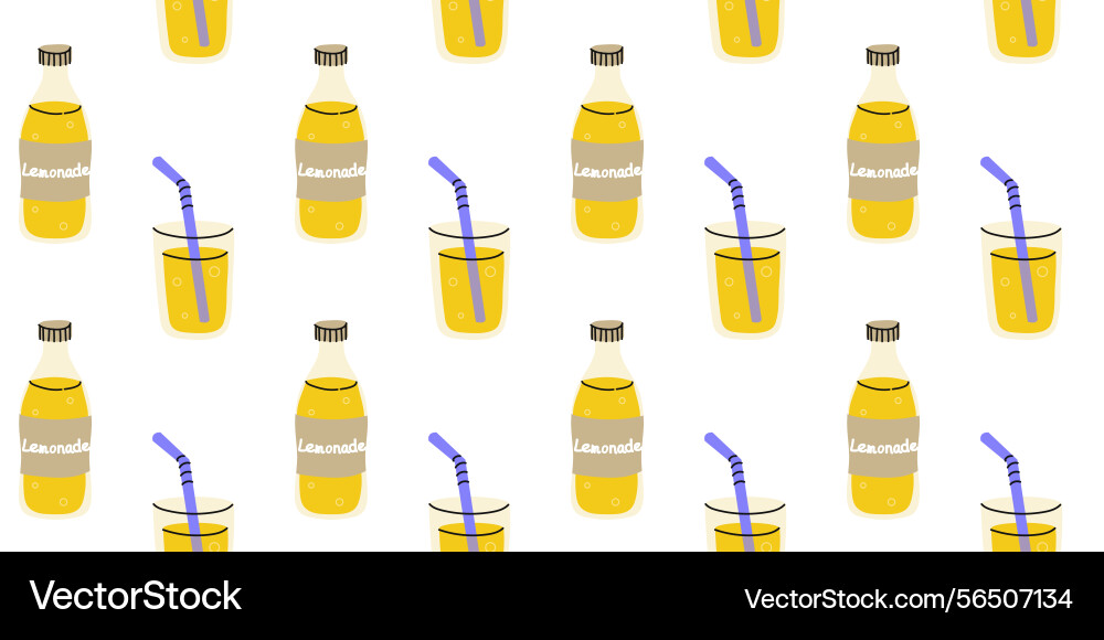 Refreshing lemonade pattern with bottles Refreshing lemonade pattern with bottles vector image