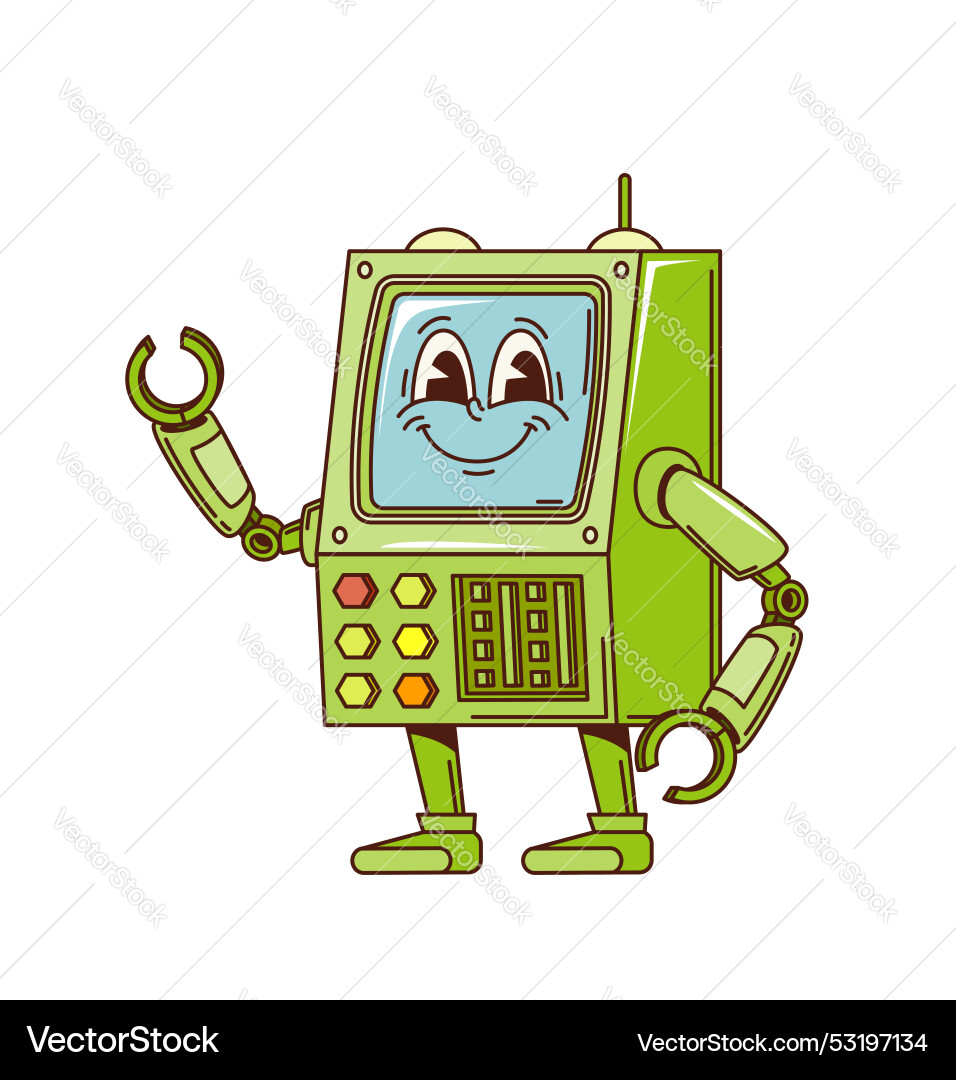 Retro Robot Character - Screen Face vector image