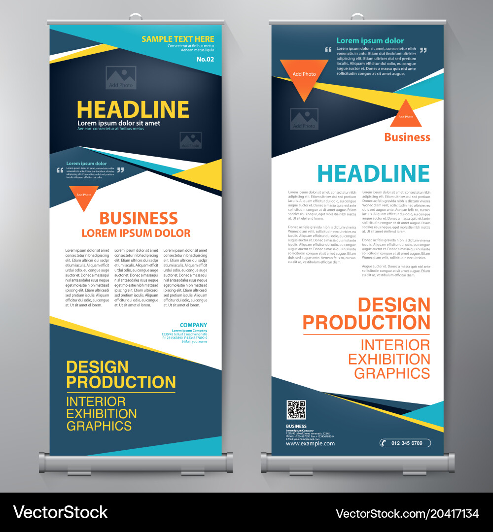 Roll Up Banner Stand Display Template Vector Image