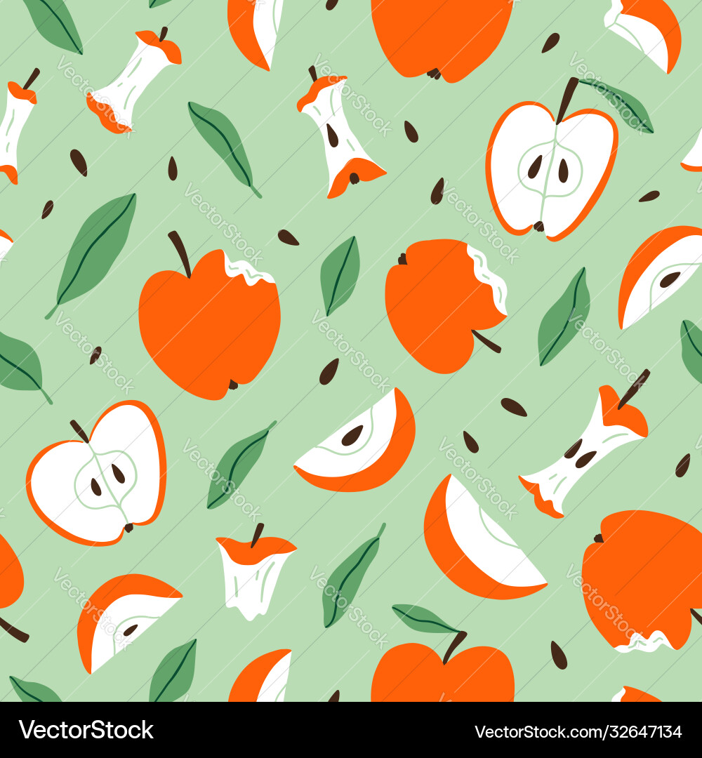 Sliced Apples Pattern - Bite Marks vector image