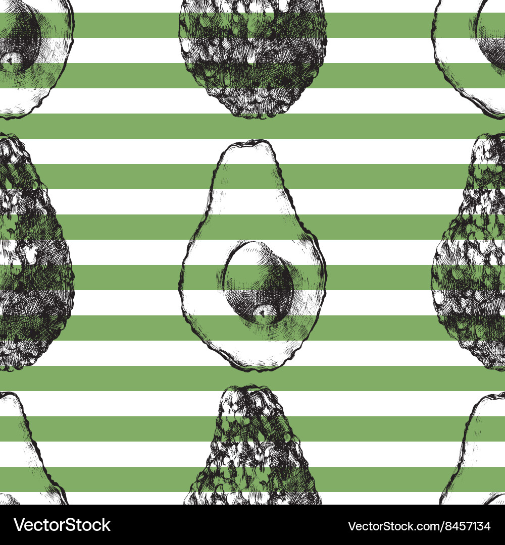 Striped seamless pattern with avocado Royalty Free Vector