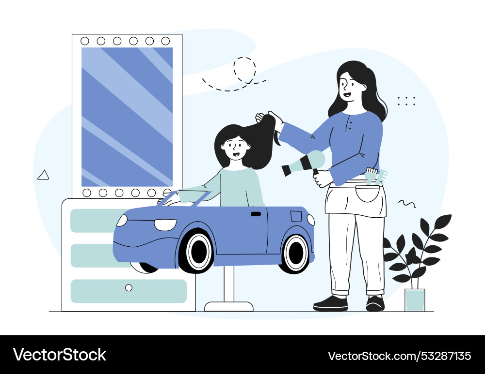 Children hairdresser concept woman Children hairdresser concept woman Vector Image