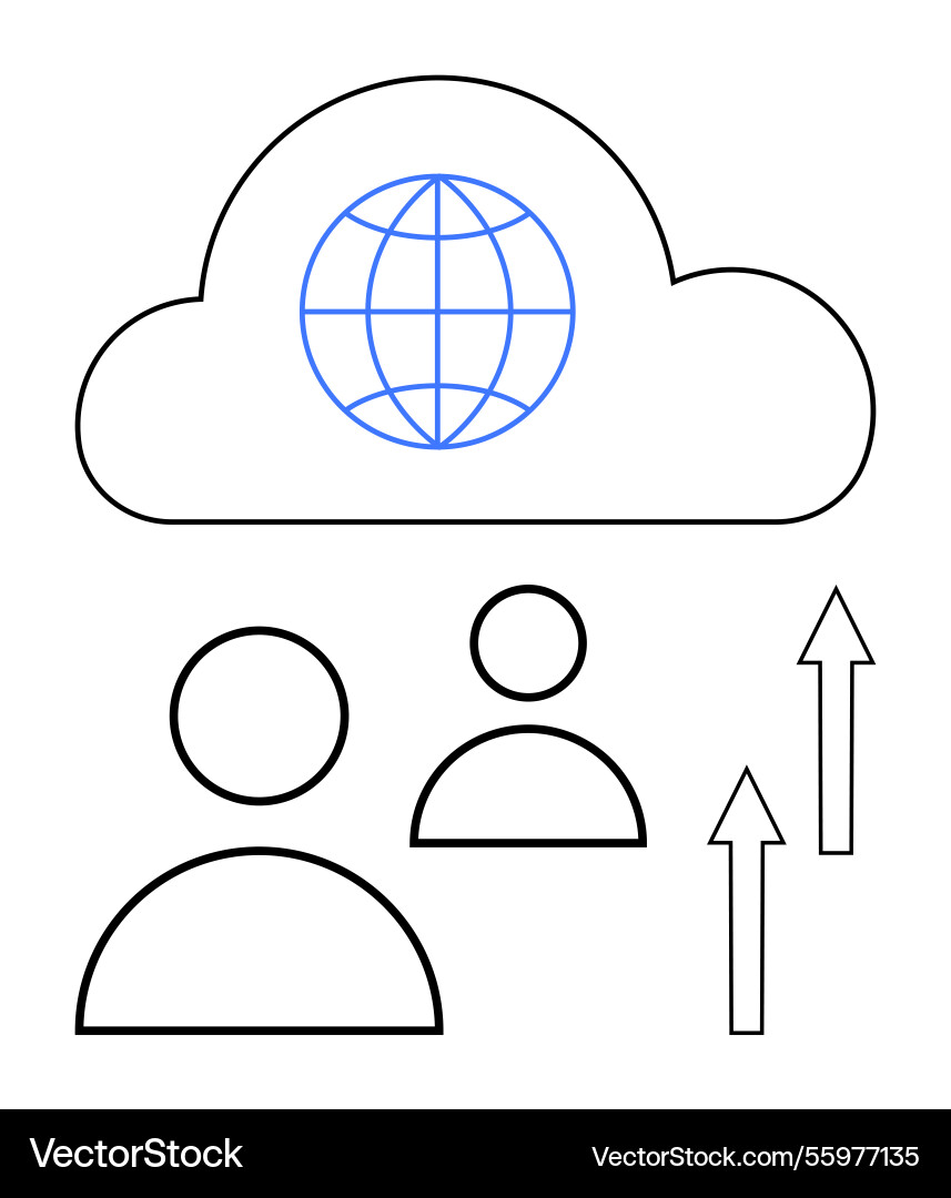 Collaborative global networking through cloud Collaborative global networking through cloud vector image