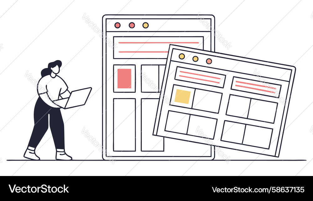Digital Productivity - Multiple Windows Vector Image