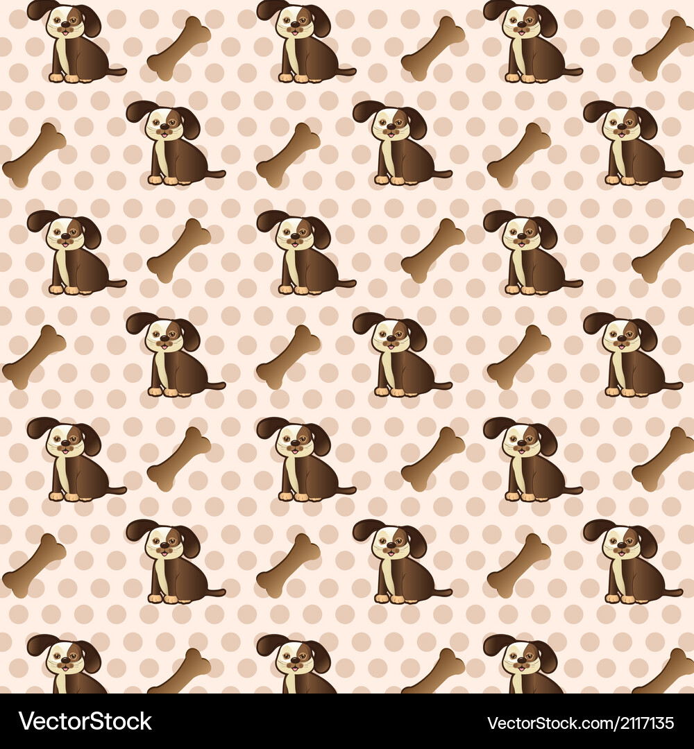 Dog pattern with and bones over dots background Vector Image