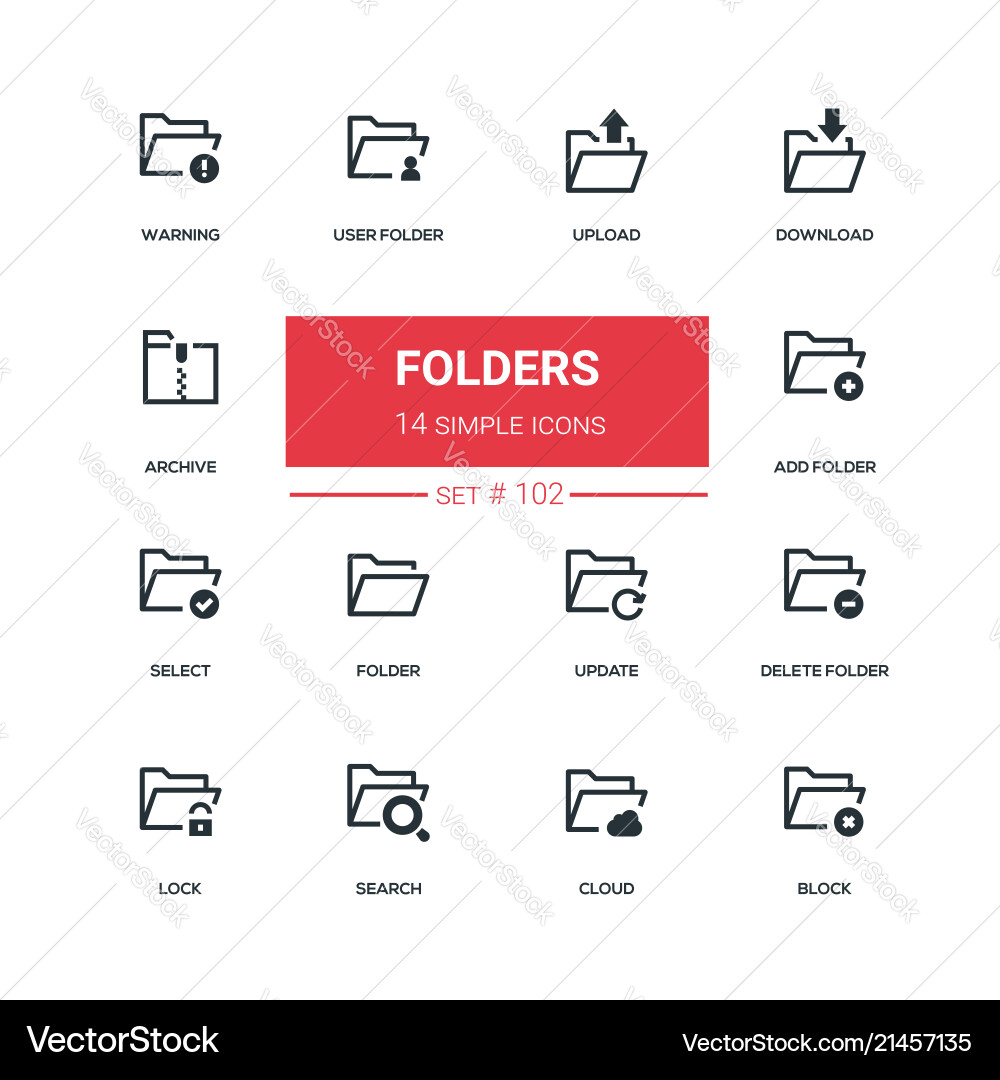 Flat Icon Set - Folders & Data vector image