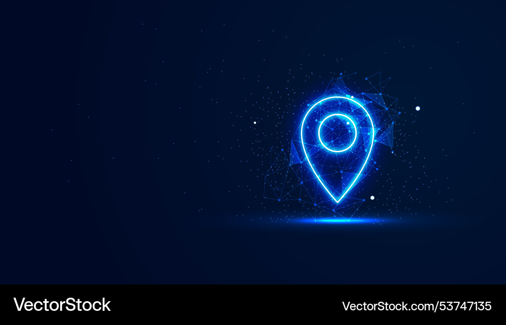 Futuristic glowing map pin with plexus lines Futuristic glowing map pin with plexus lines vector image
