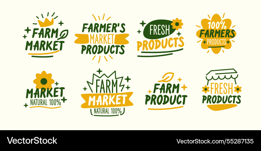 Graphics healthy food a set of different labels Vector Image