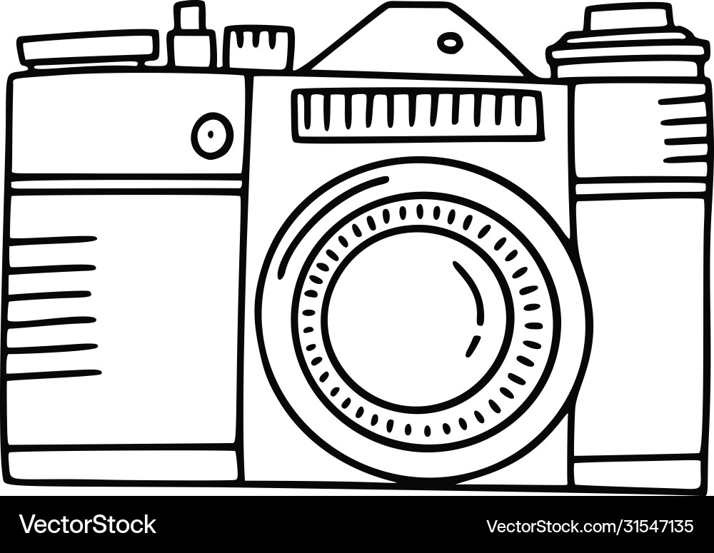 Hand Drawn Camera Doodle Icon vector image
