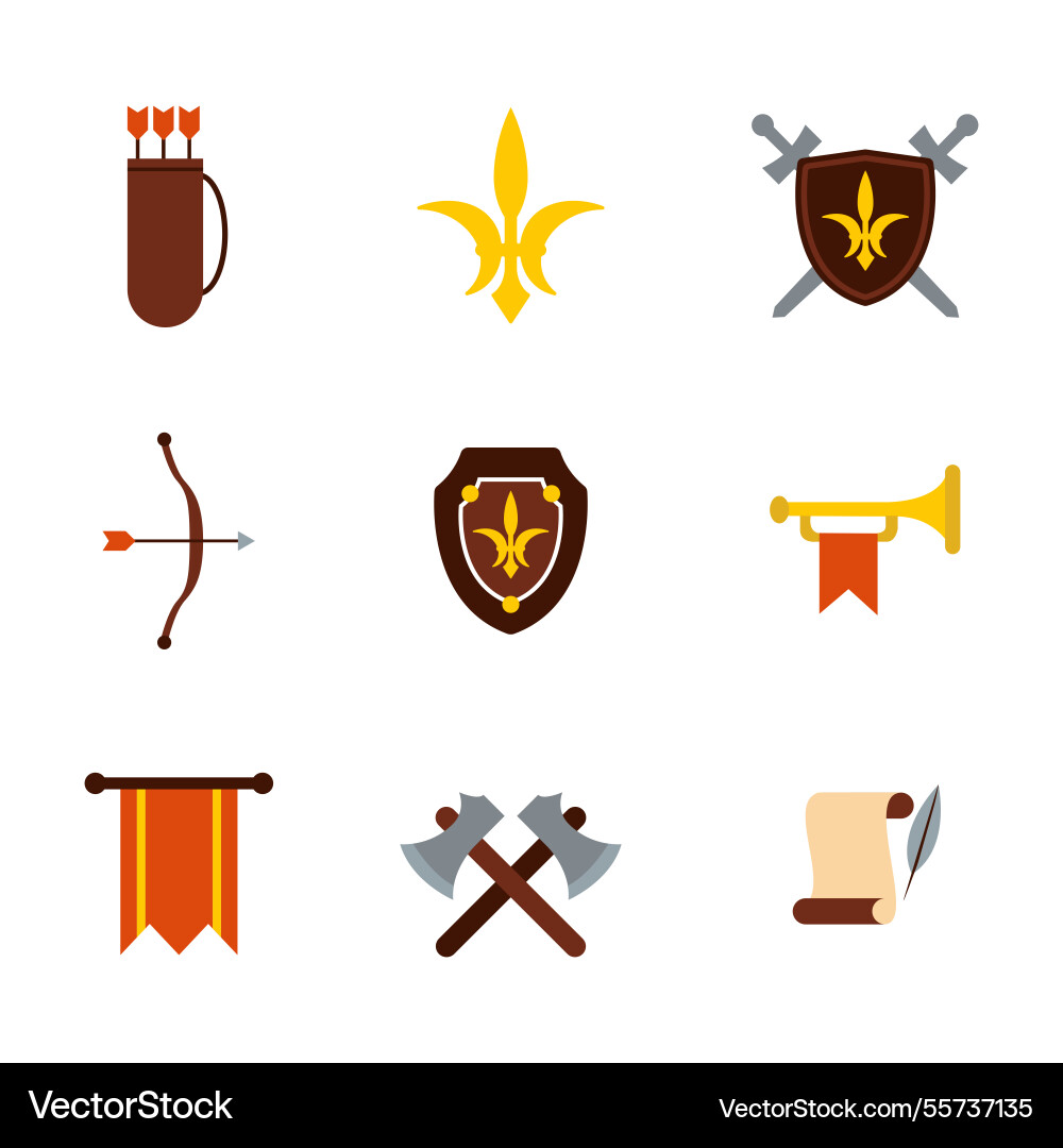 Medieval objects with flat design Vector Image