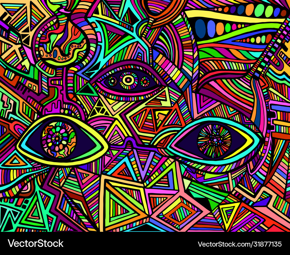 Psychedelic shamanic variegated eyes crazy Psychedelic shamanic variegated eyes crazy vector image