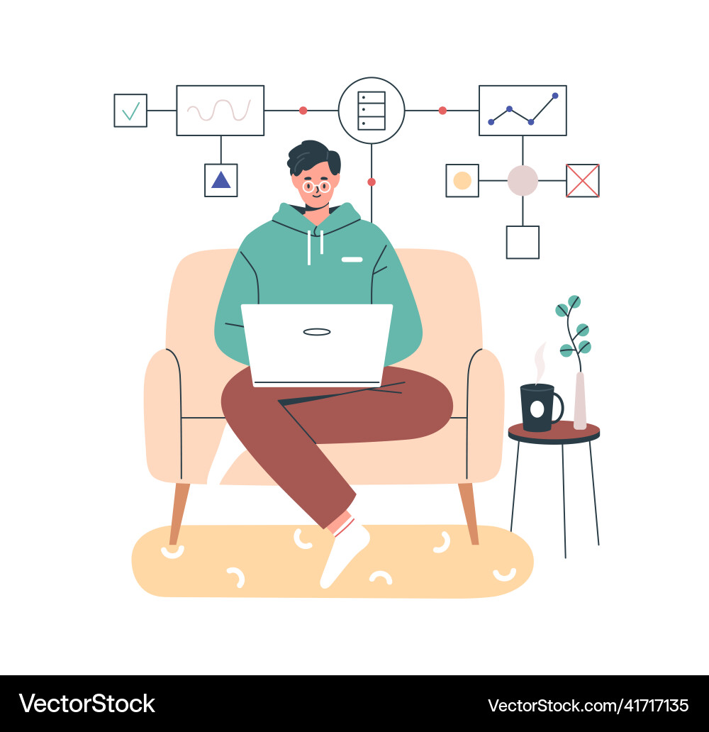 Student Learning Programming Online Royalty Free Vector
