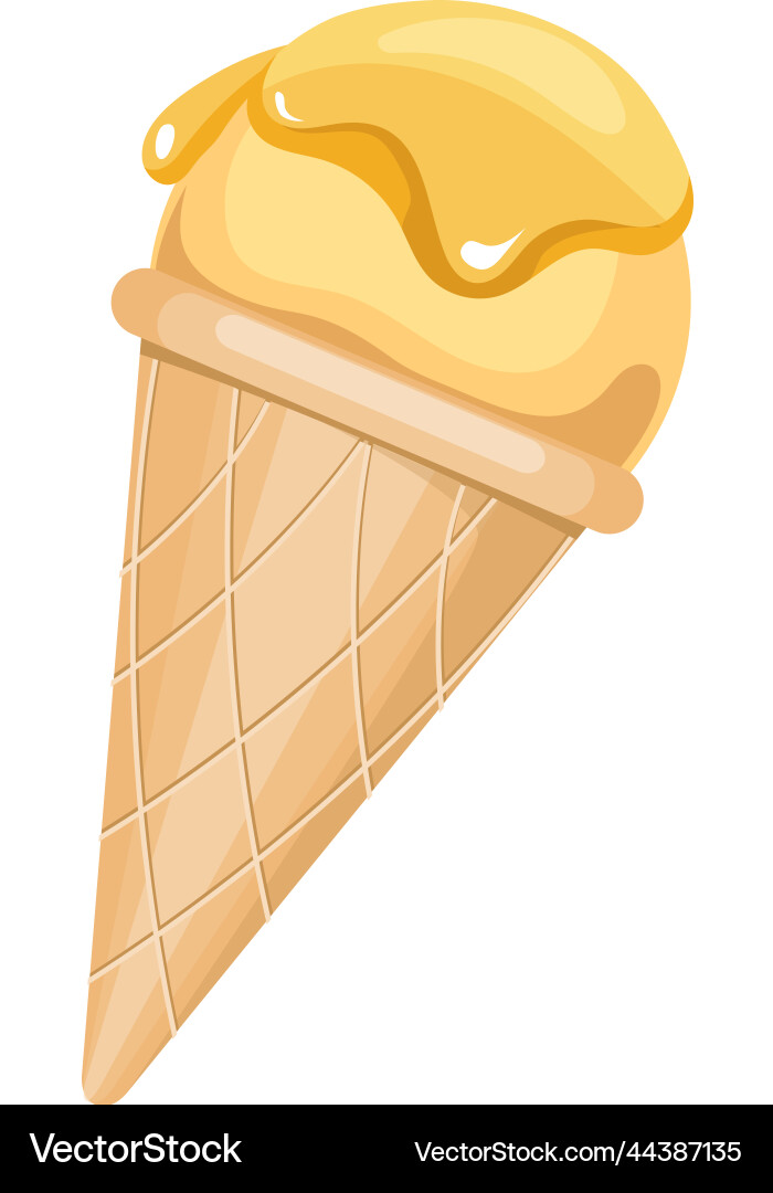 Vanille-Eis-Schöpfe in Waffel Kegel Cartoon Vanille-Eis-Schöpfe in Waffel Kegel Cartoon vektorbild