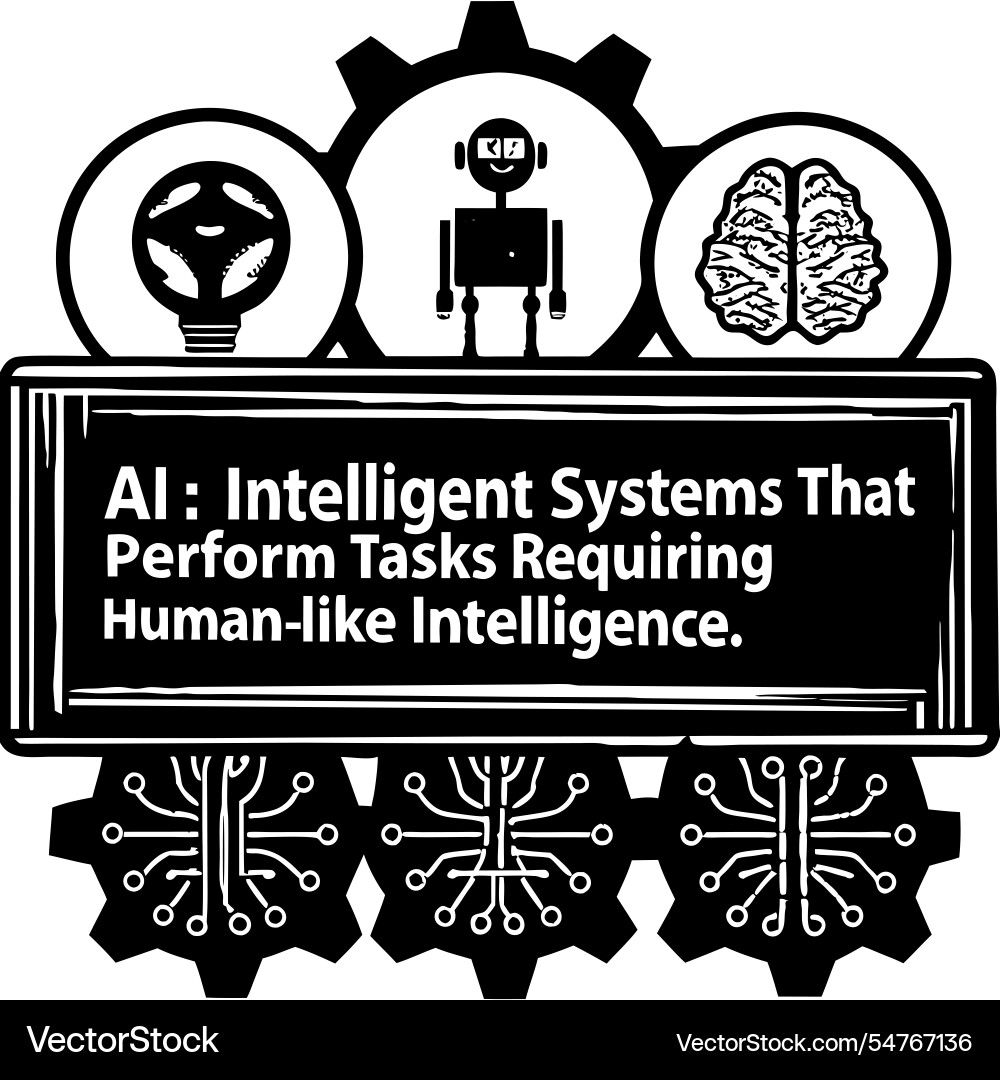 Ai basics with silhouettes simplifying artificial Vector Image