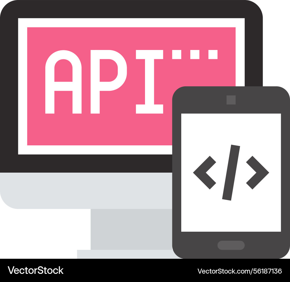 Api interface flat web icon Api interface flat web icon vector image