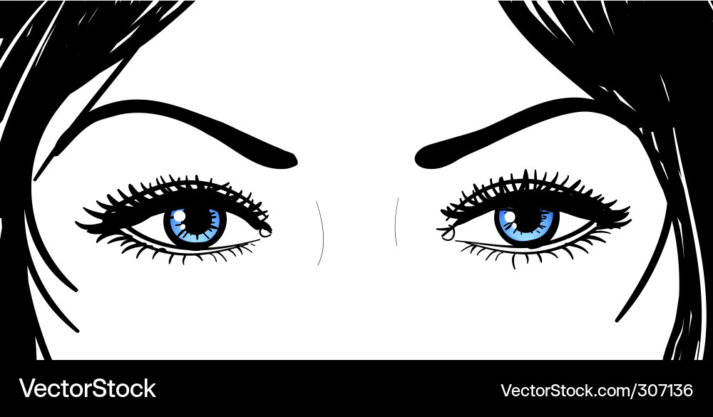 Elegant Girl's Blue Eyes Vector Image