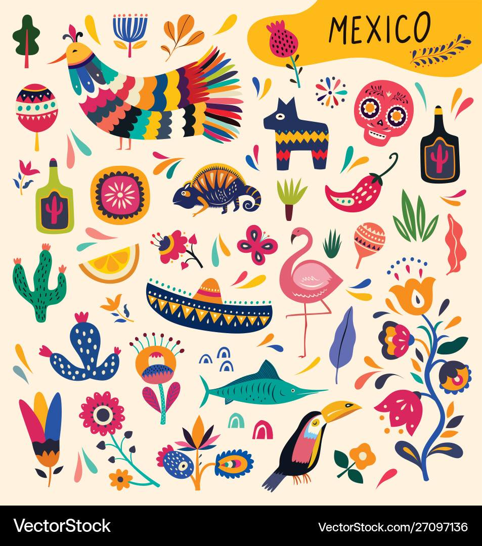 Mexico collection Mexico collection vector image