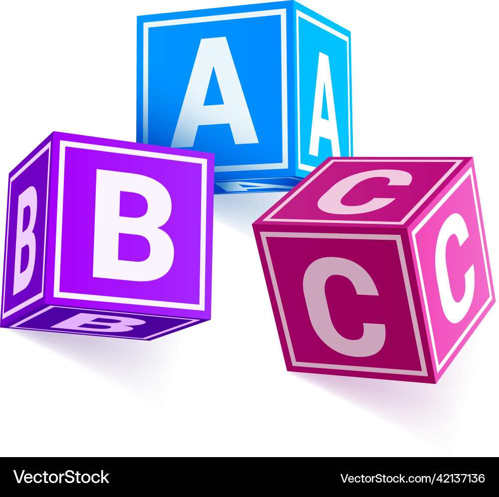 Multicolored children s wooden alphabet blocks Multicolored children s wooden alphabet blocks vector image