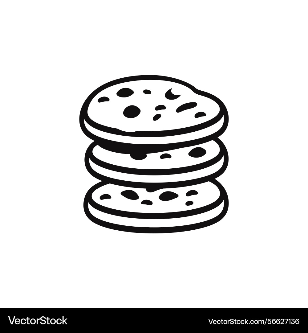 Outline stack of cookies on transparent background vector image