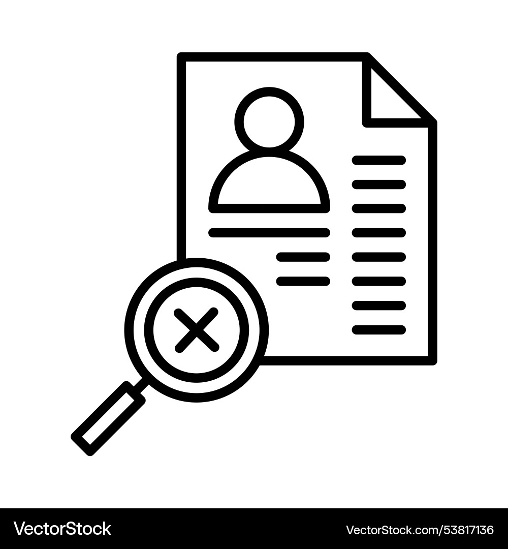 Rejected cv icon failed document submission Rejected cv icon failed document submission vector image