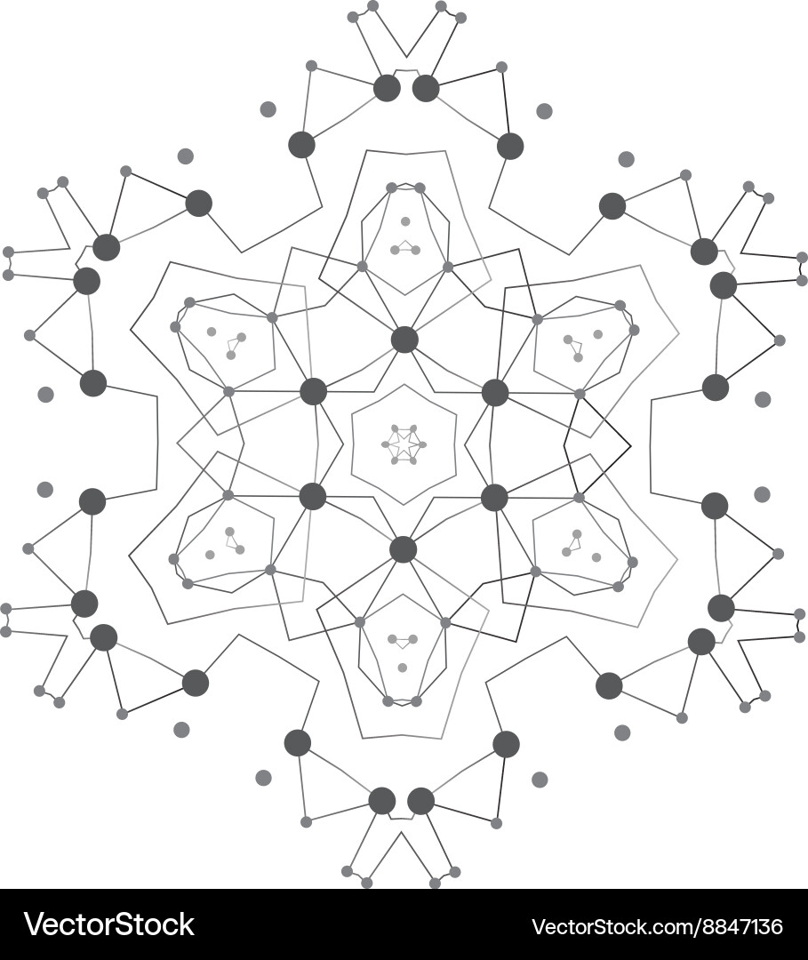 Shape molecular structure with lines and dots vector image