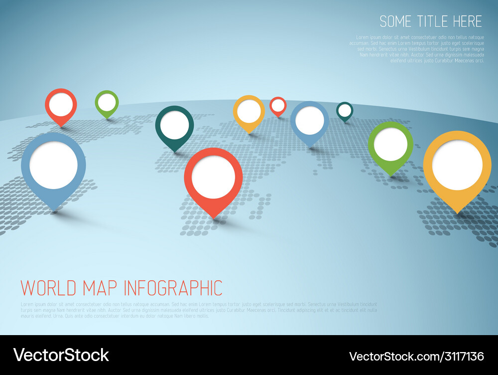 World map with pointer marks Vector Image