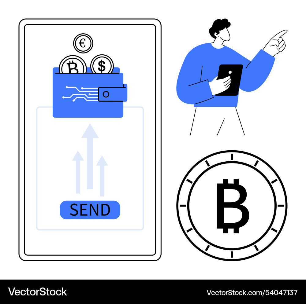 Digital currency transactions on mobile app Digital currency transactions on mobile app vector image