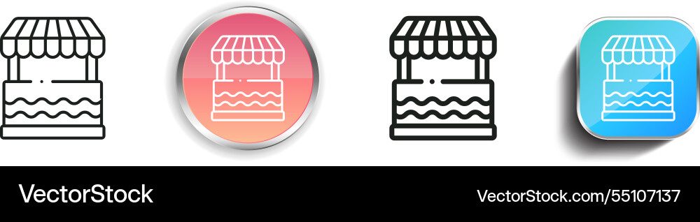 Kiosk icon thin linear regular and button style vector image
