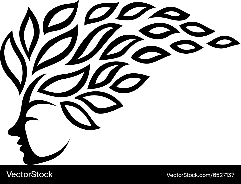 Leaf & Face Tribal Tattoo vector image
