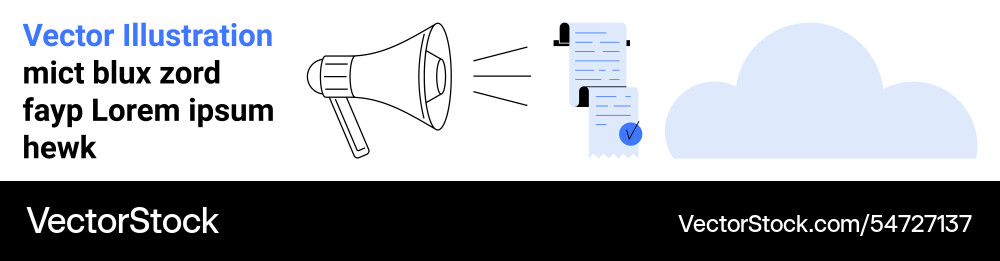 Megaphone amplifying messages with document Megaphone amplifying messages with document vector image