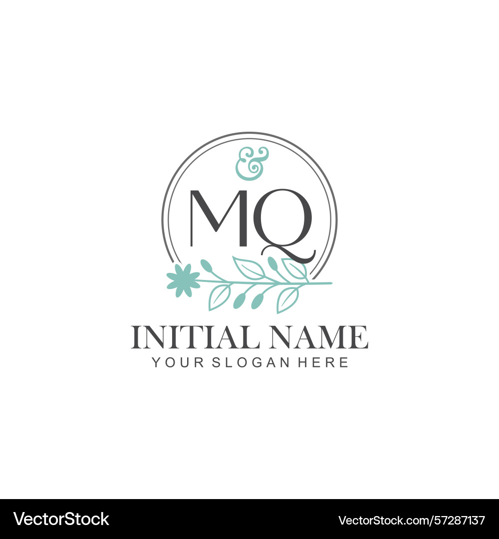Mq initial logo templates with botanical elements Mq initial logo templates with botanical elements vector image
