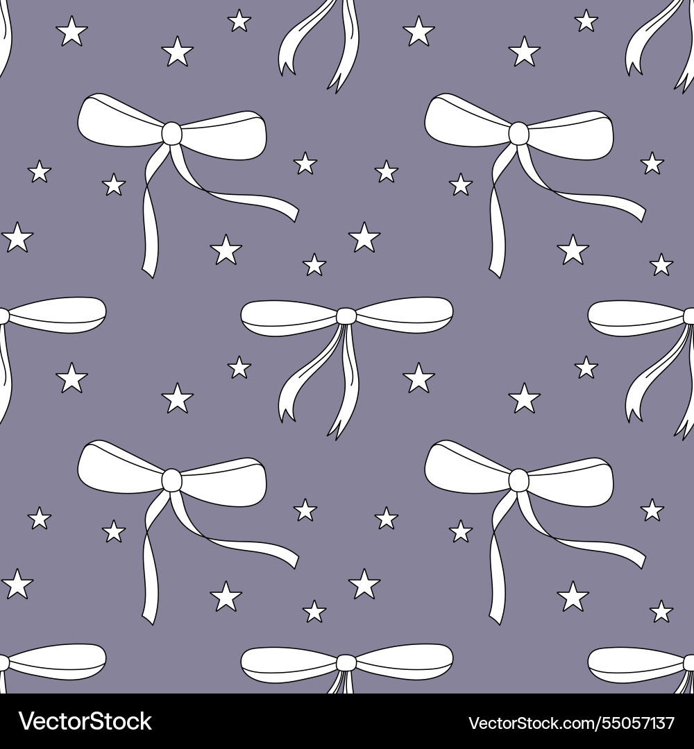 Seamless patternsimple hand drawn ribbon linear Seamless patternsimple hand drawn ribbon linear vector image