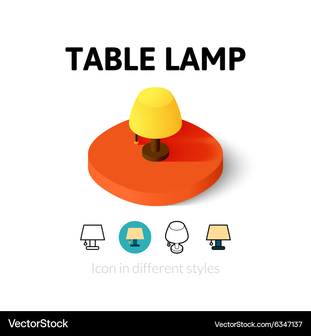 Table lamp icon in different style Vector Image