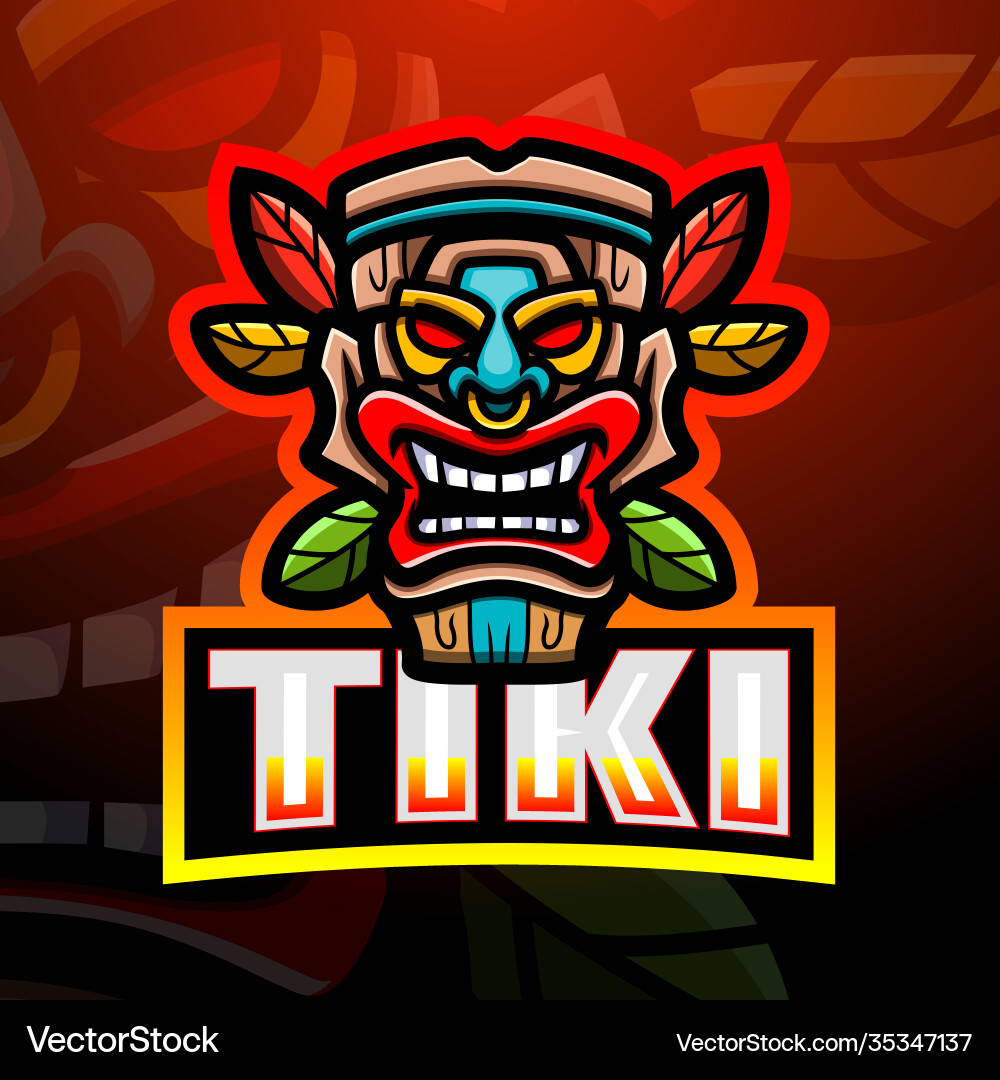 Tiki Mask Logo - Polynesian Mascot Vector Image
